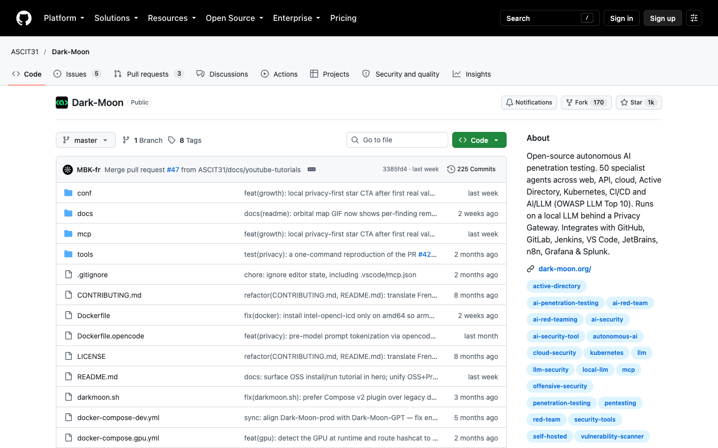 DarkMoon autonomous AI penetration testing platform